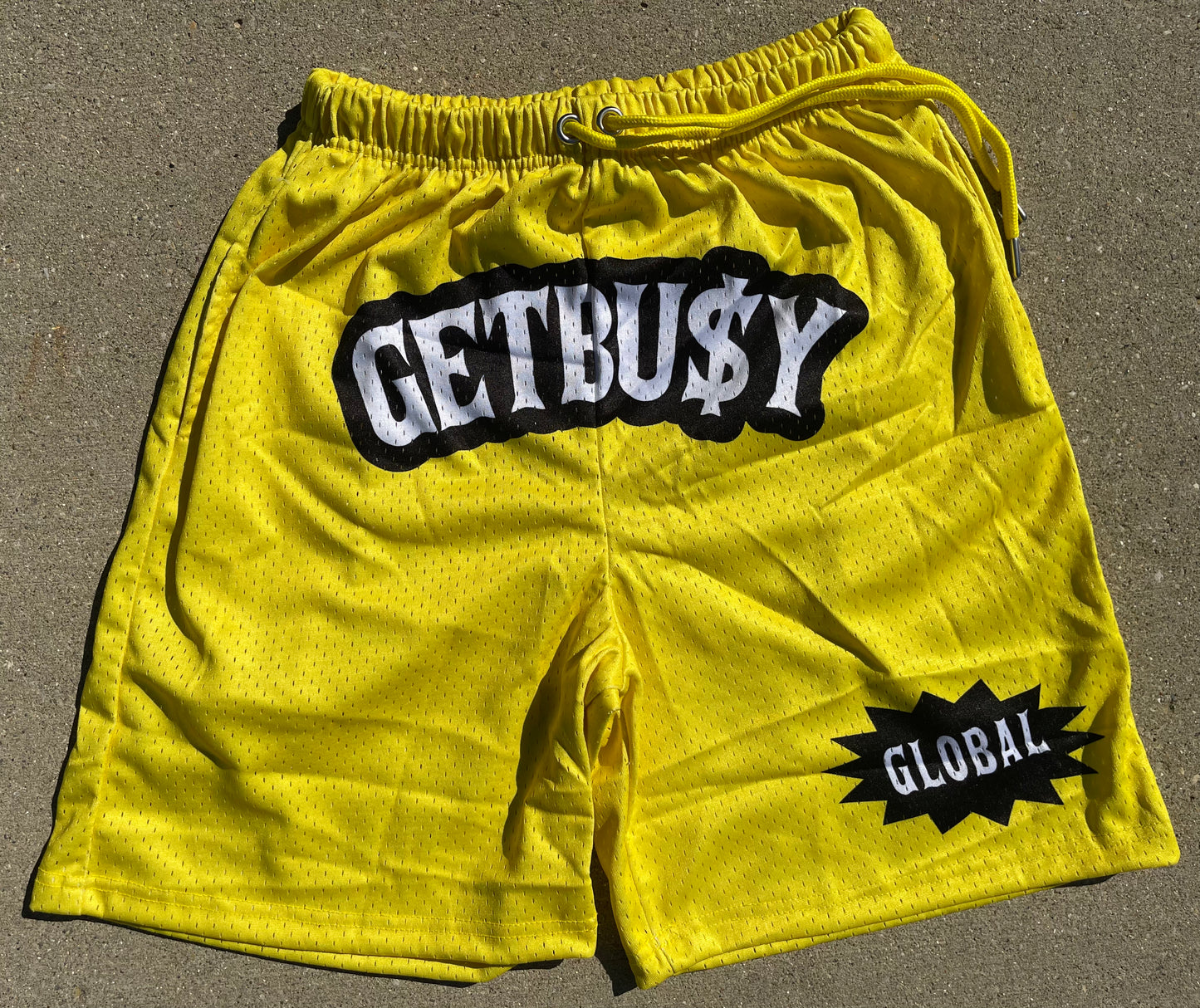 Get Busy Yellow Mesh Shorts