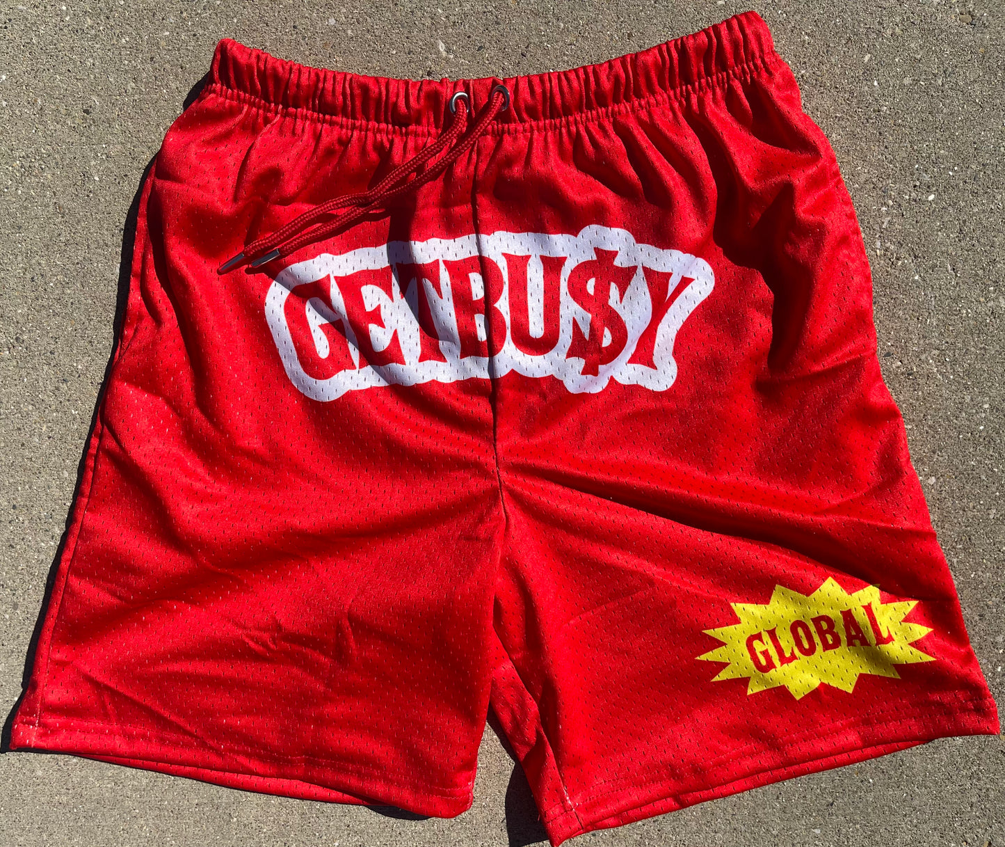 Get Busy Red Mesh Shorts