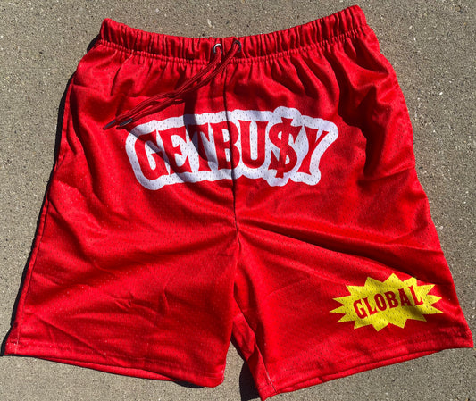 Get Busy Red Mesh Shorts