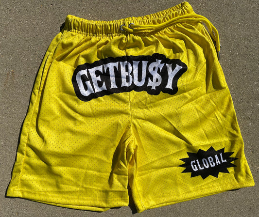 Get Busy Yellow Mesh Shorts